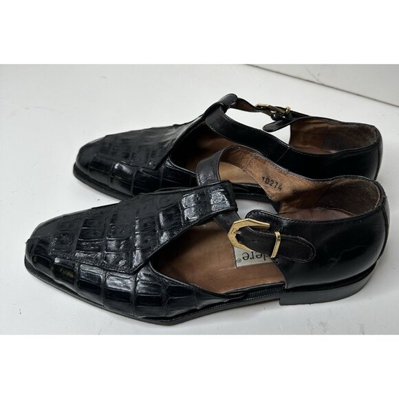 Belvedere Men\'s Dad Sandals Lizard Crocodile  Size 9.5 Black Made In Italy main image 8